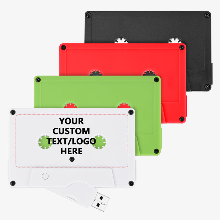 Paintechz Custom Cassette Tape USB Flash Drives Bulk, Personalized Logo or Text - 50 Pack