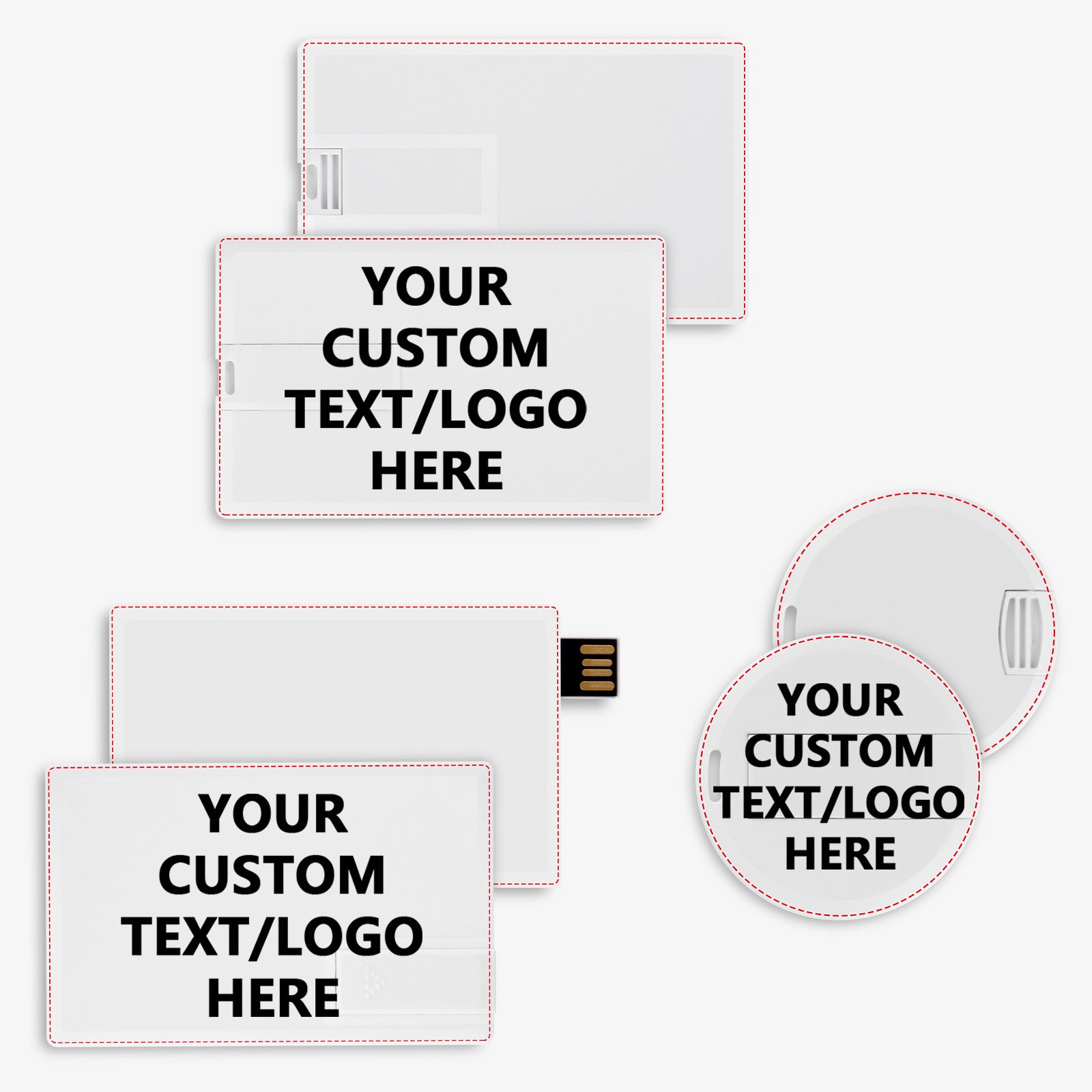 Custom Credit Card USB Flash Drives Bulk, Personalized Logo or Text - 50 Pack