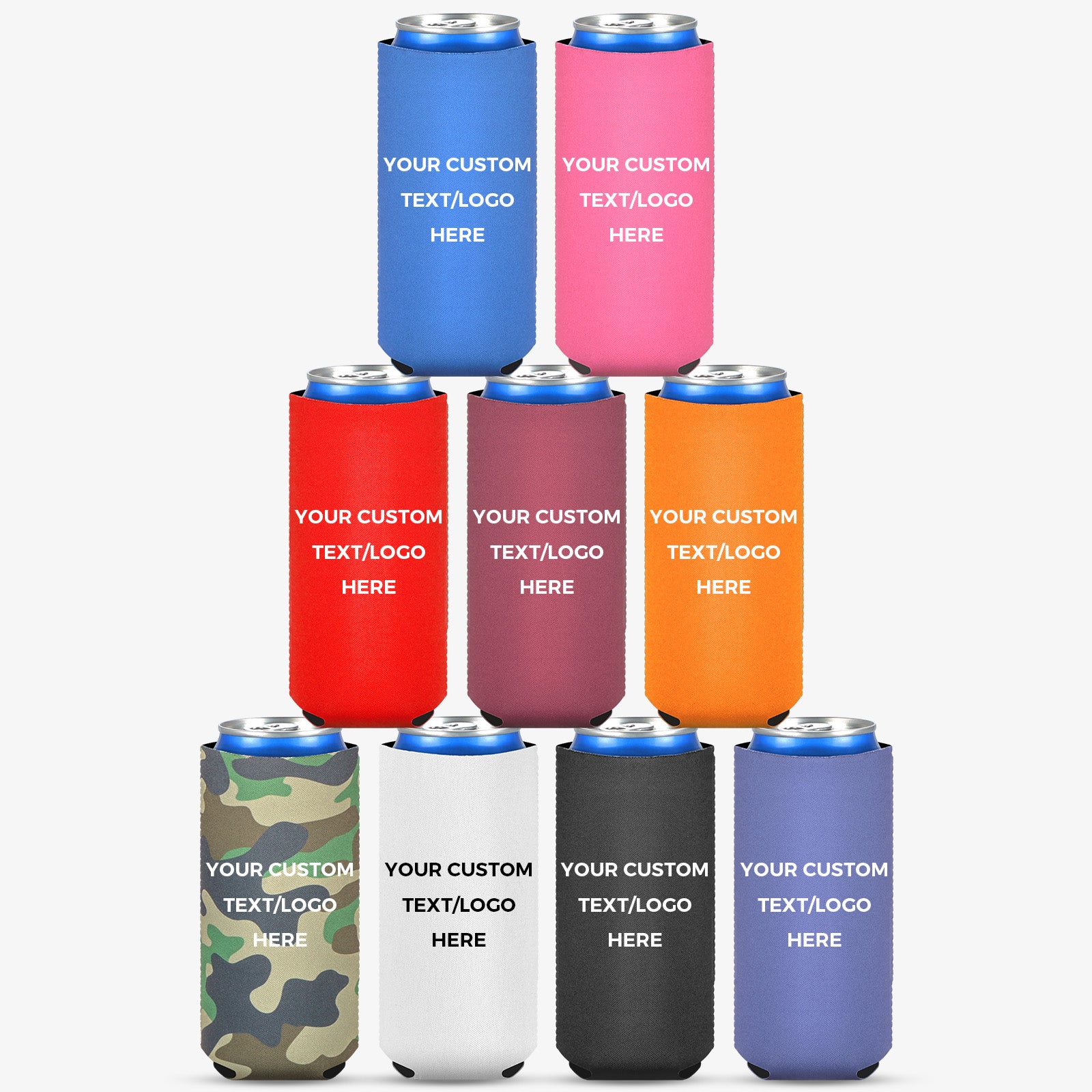 Custom Neoprene Slim Can Coolers, Personalized Logo, Photo or Text Bulk