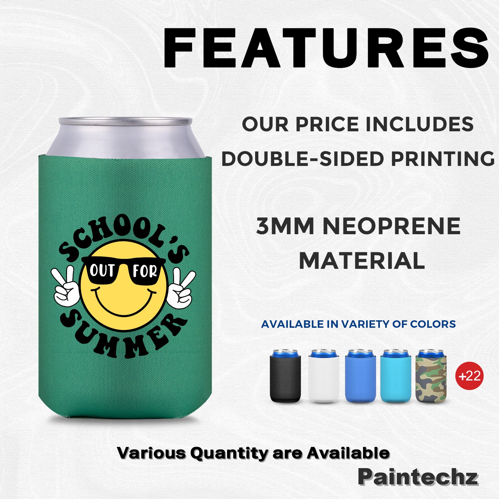 Custom Neoprene Standard Can Coolers, Personalized Logo, Photo or Text Bulk