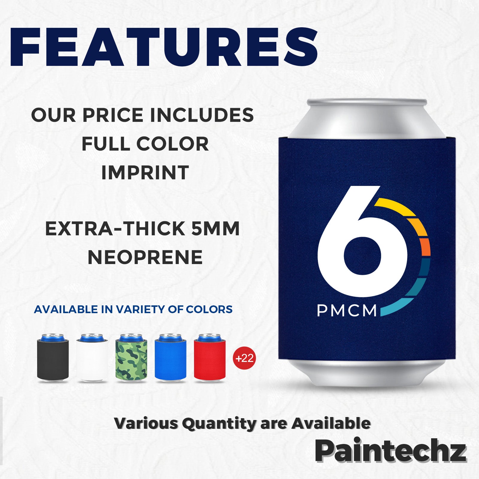 Custom Neoprene Slap Wrap Can Coolers, Personalized Logo, Photo or Text Bulk