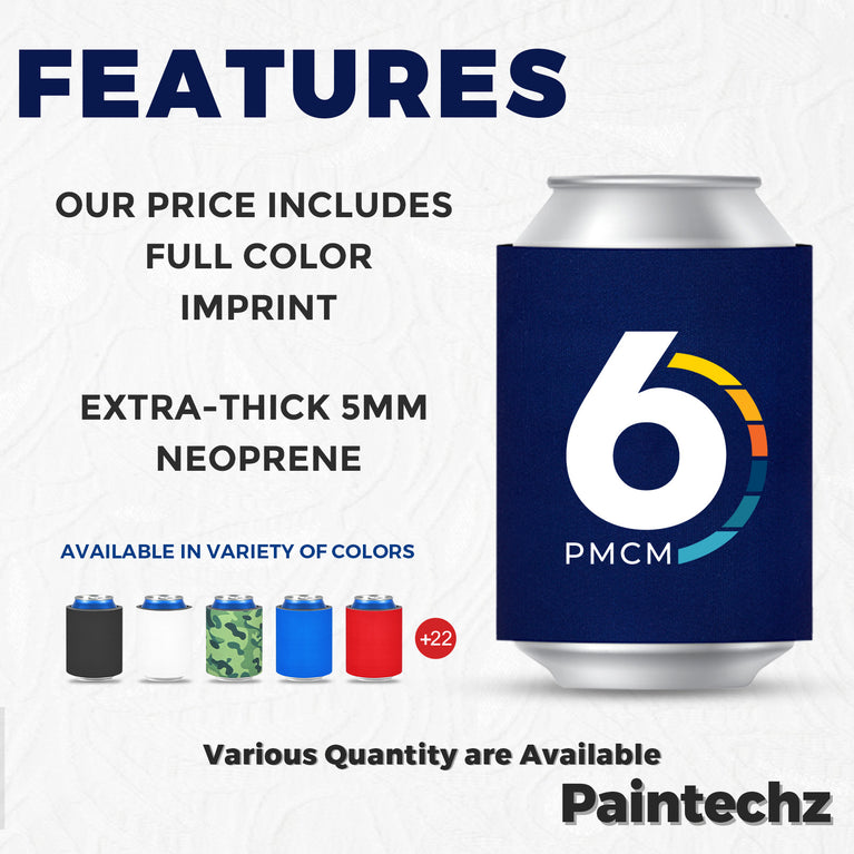 Paintechz Custom Neoprene Slap Wrap Can Coolers, Personalized Logo, Photo or Text Bulk