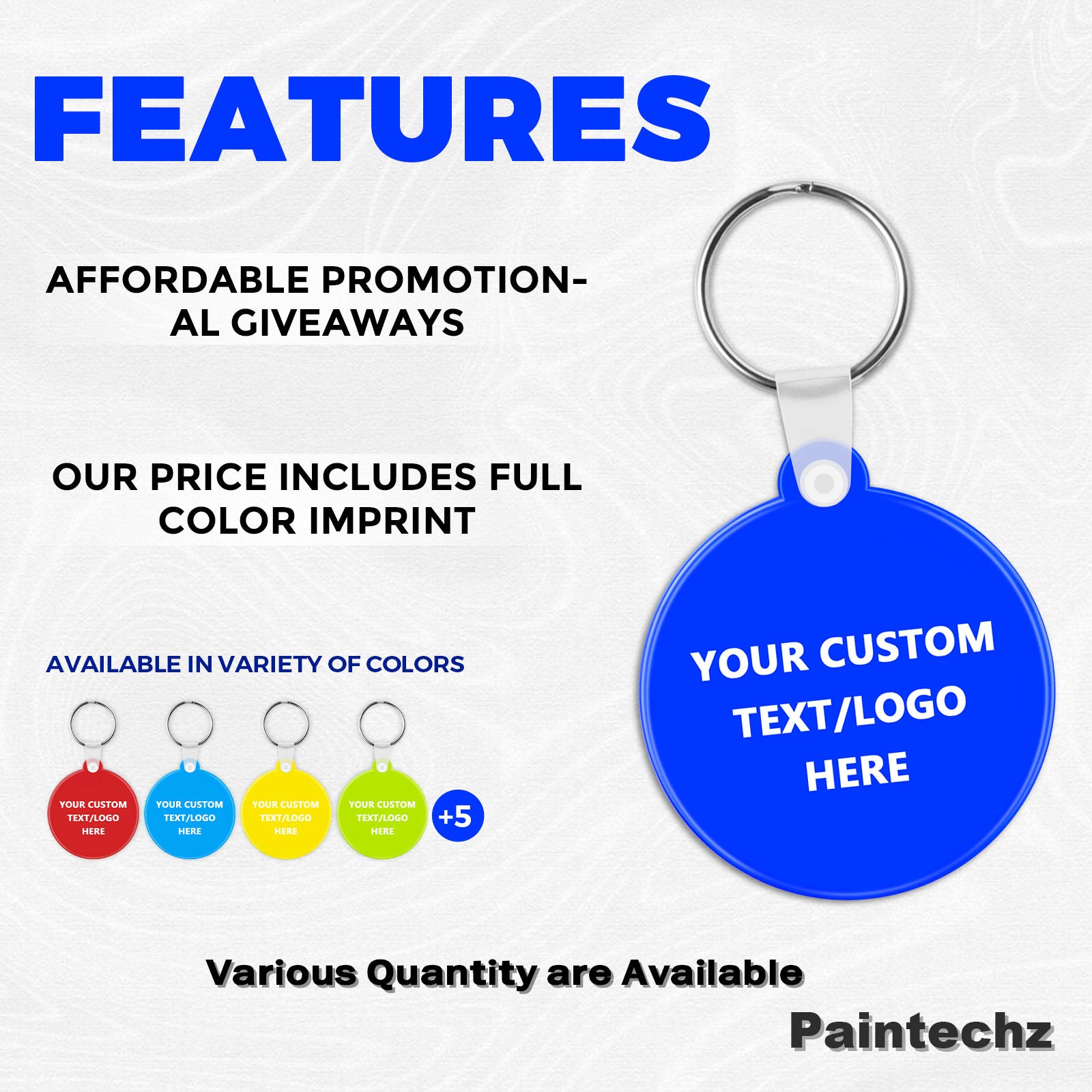 Custom Round Soft Keychains, Personalized Logo, Text Bulk