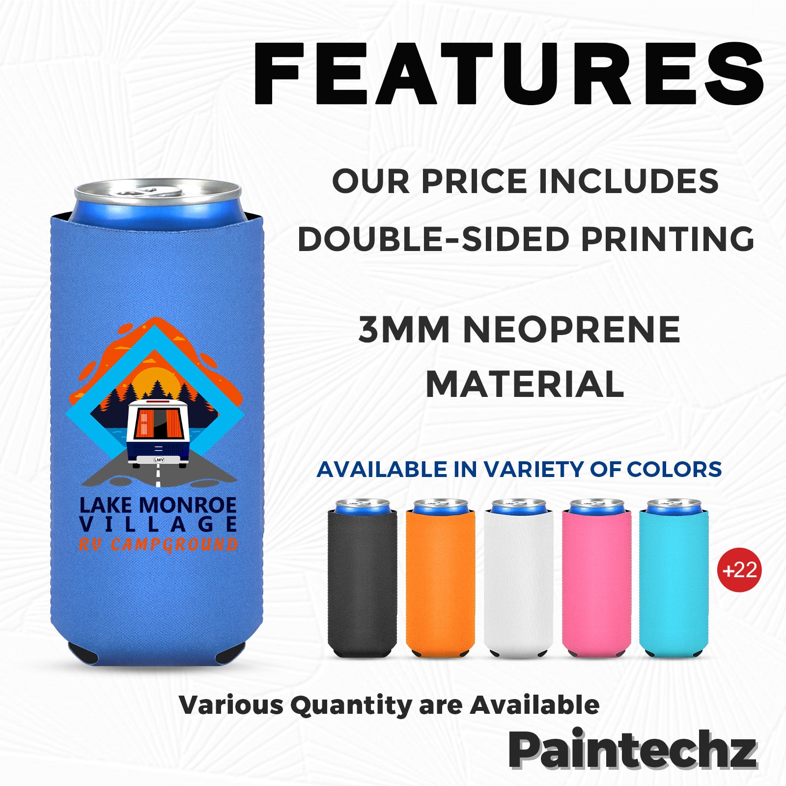 Custom Neoprene Slim Can Coolers, Personalized Logo, Photo or Text Bulk