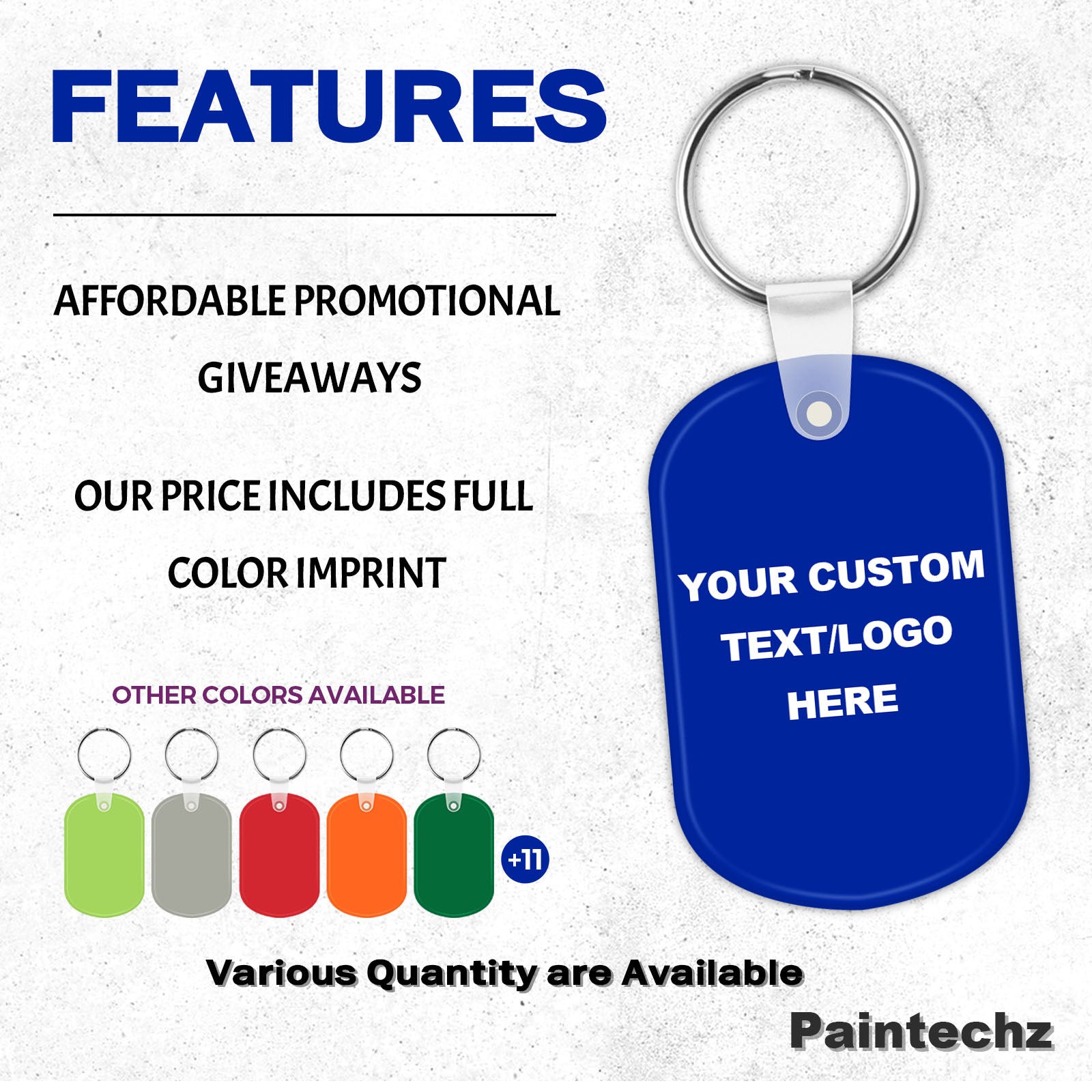 Custom Oval Soft Keychains, Personalized Logo, Text Bulk