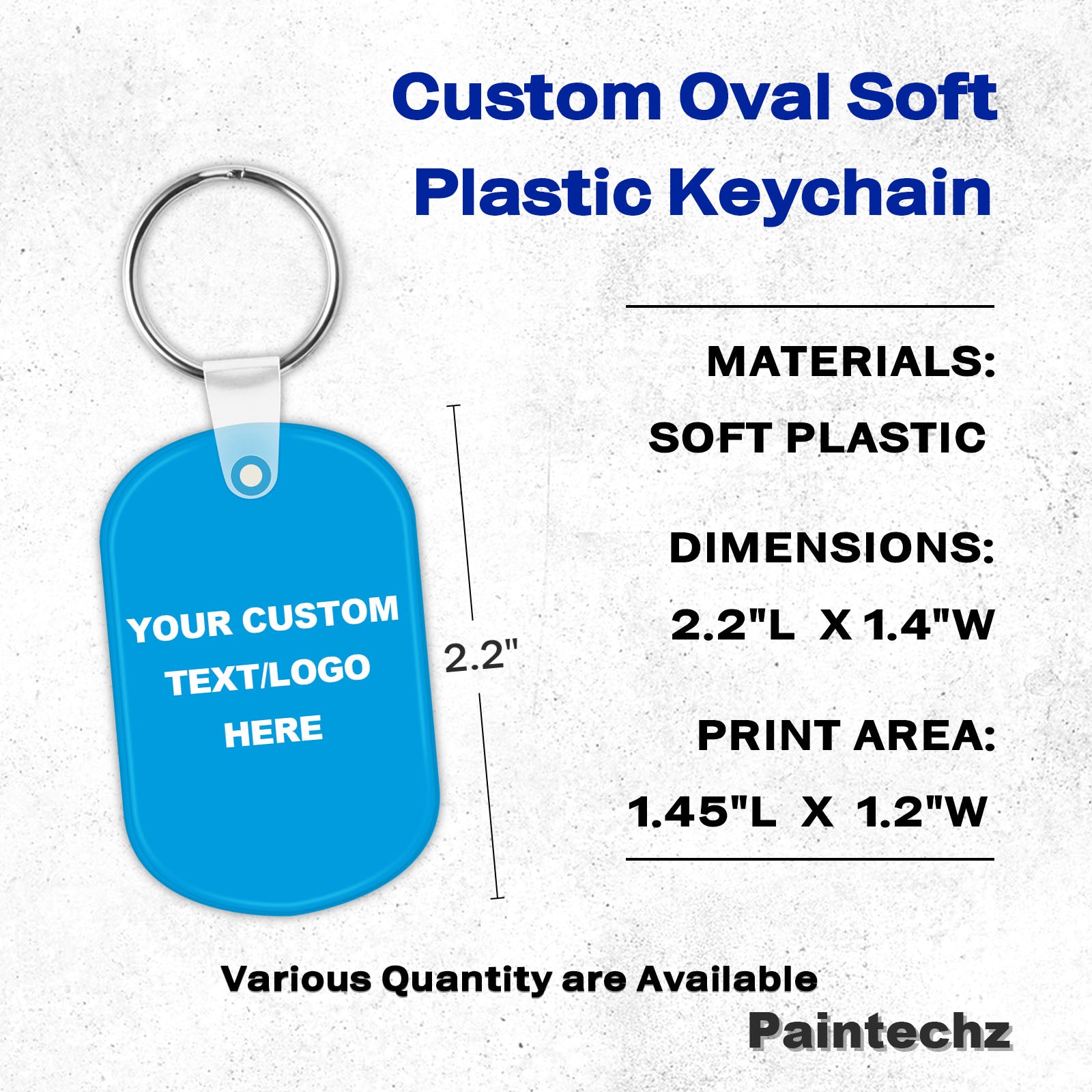 Custom Oval Soft Keychains, Personalized Logo, Text Bulk