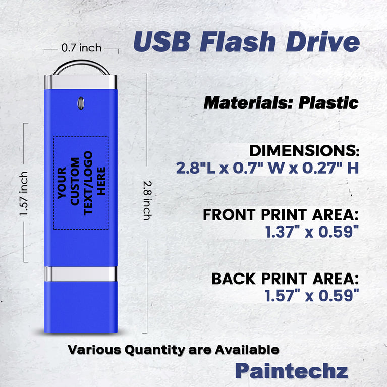 Paintechz Custom Classic USB Flash Drives Bulk, Personalized Logo or Text - 50 Pack