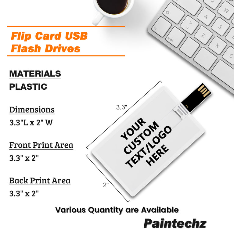 Paintechz Custom Credit Card USB Flash Drives Bulk, Personalized Logo or Text - 50 Pack