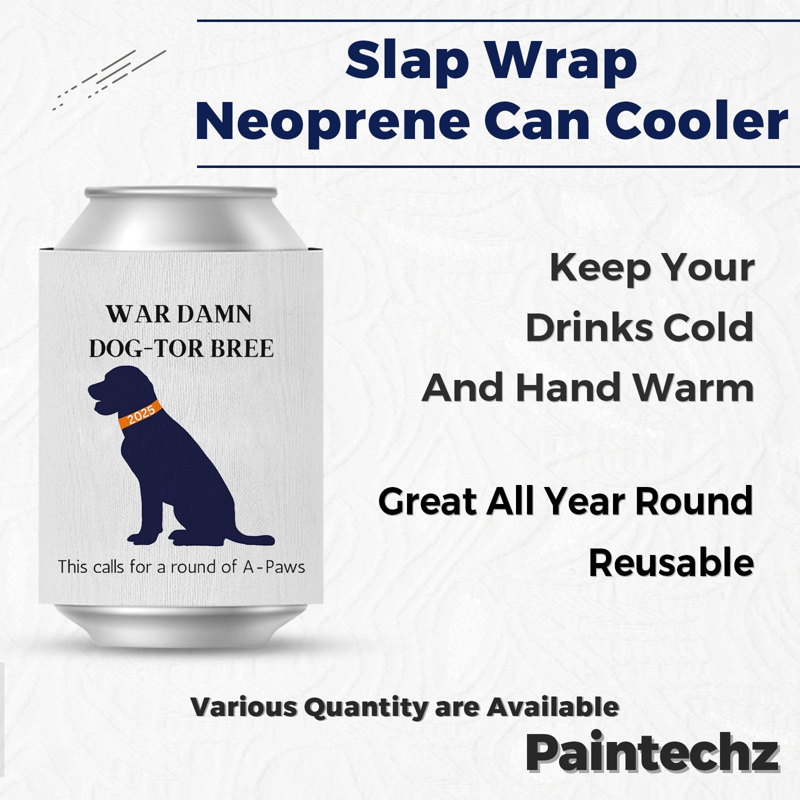 Custom Neoprene Slap Wrap Can Coolers, Personalized Logo, Photo or Text Bulk