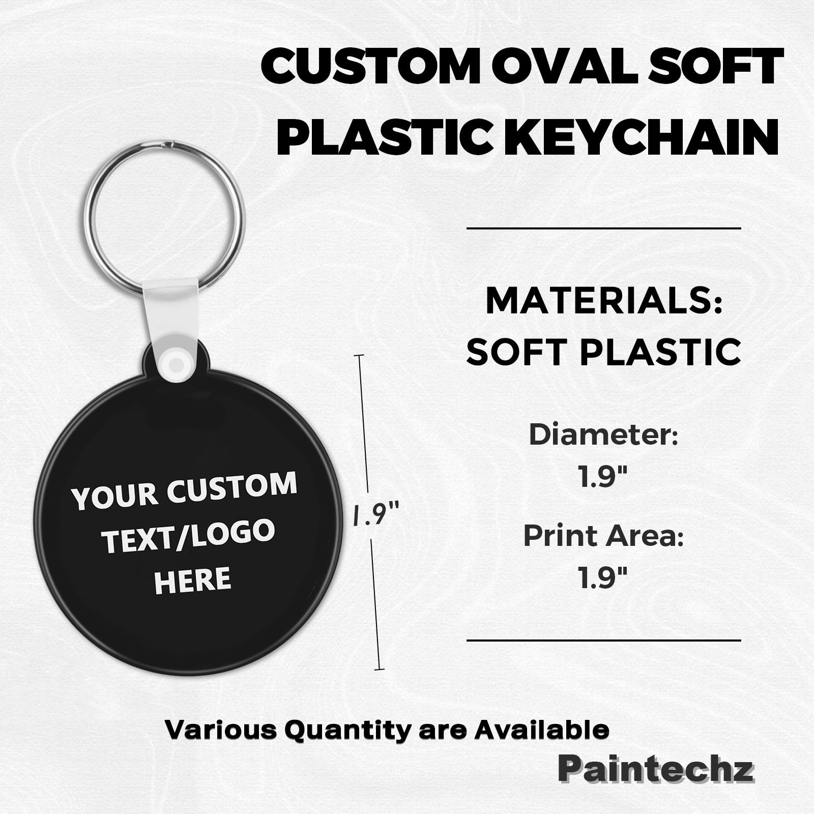 Custom Round Soft Keychains, Personalized Logo, Text Bulk