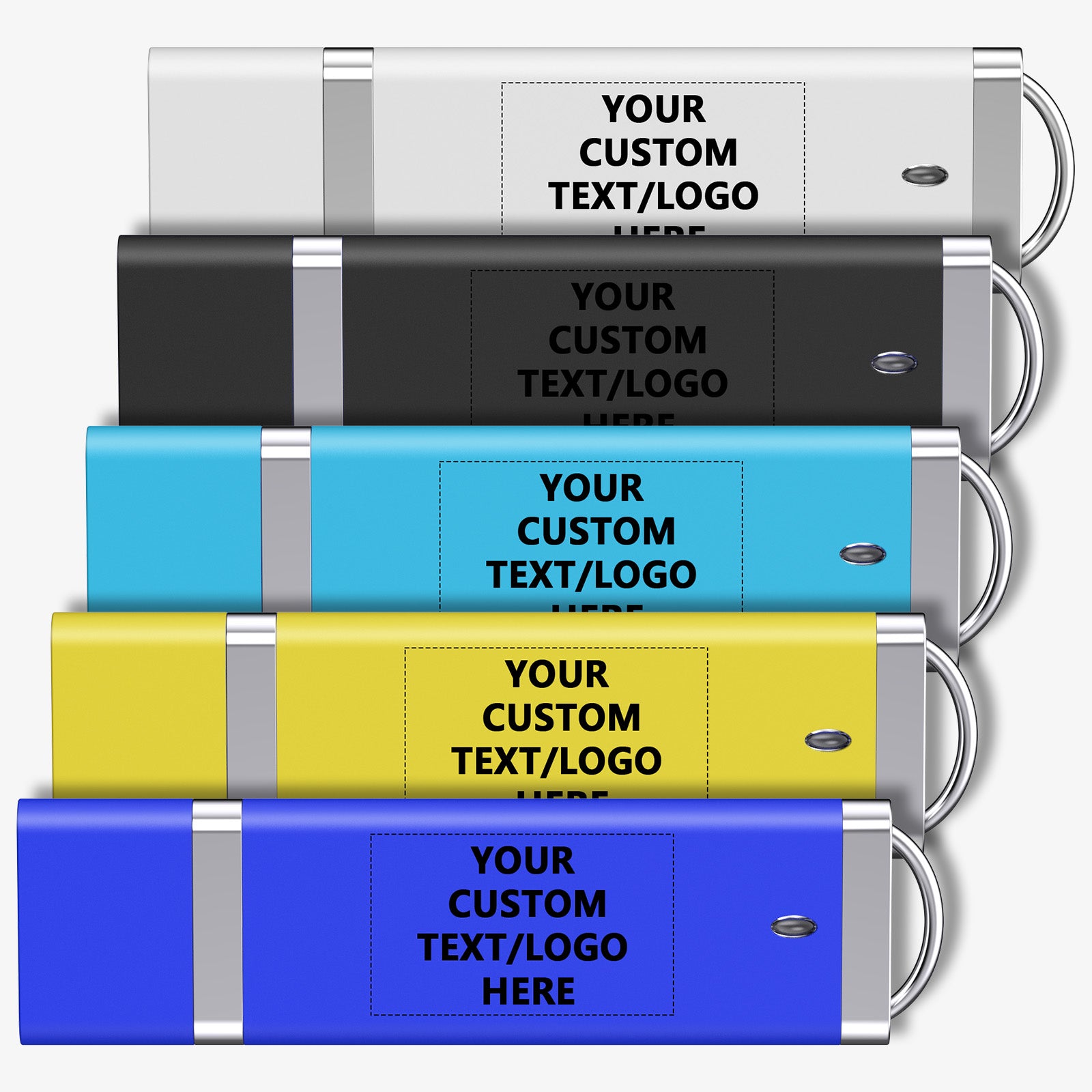 Custom Classic USB Flash Drives Bulk, Personalized Logo or Text - 50 Pack