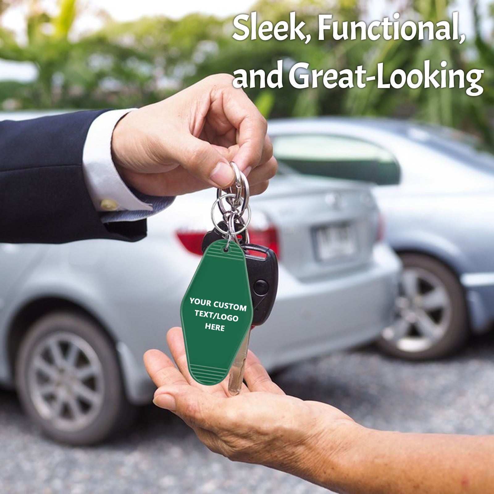 Custom Vintage Hotel Motel Keychains, Personalized Logo, Text Bulk