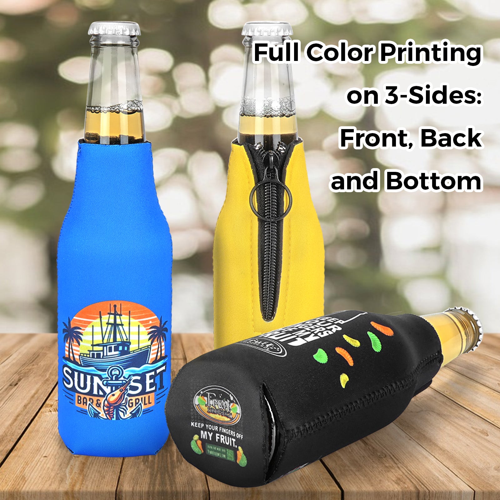 Custom Neoprene Zipper Beer Bottle Coolers