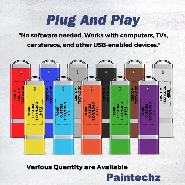 Paintechz Custom Classic USB Flash Drives Bulk, Personalized Logo or Text - 50 Pack