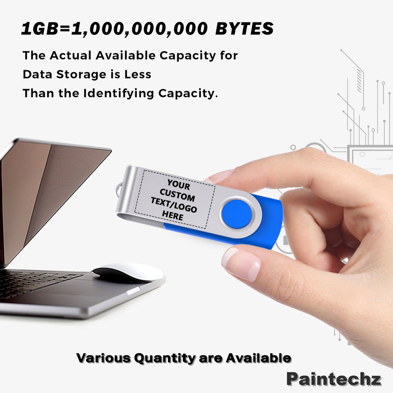 Paintechz Custom Swivel USB Flash Drives Bulk, Personalized Logo or Text - 50 Pack