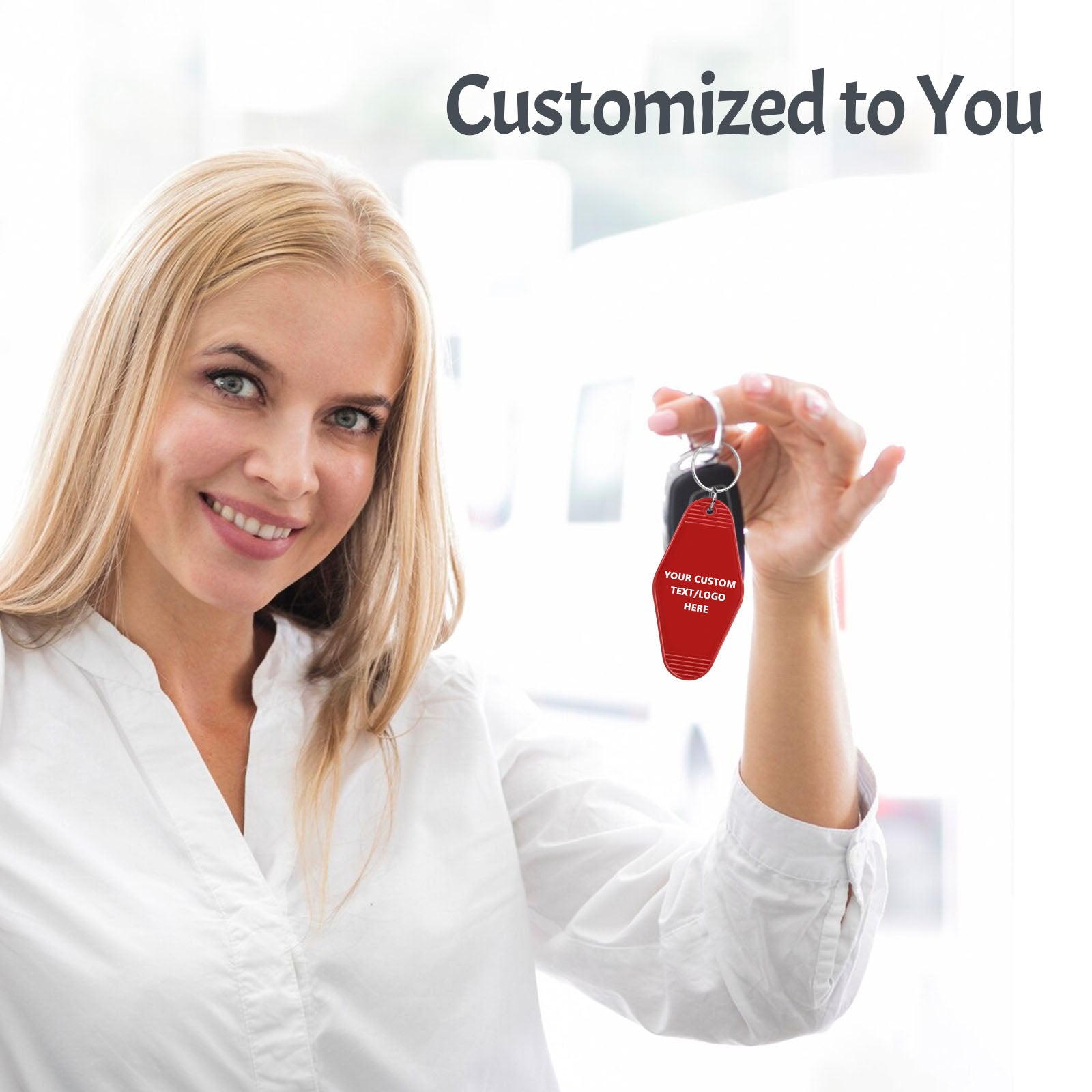Custom Vintage Hotel Motel Keychains, Personalized Logo, Text Bulk