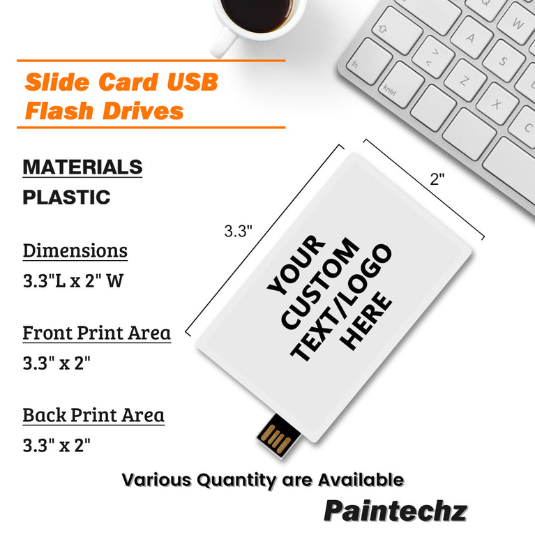 Paintechz Custom Credit Card USB Flash Drives Bulk, Personalized Logo or Text - 50 Pack