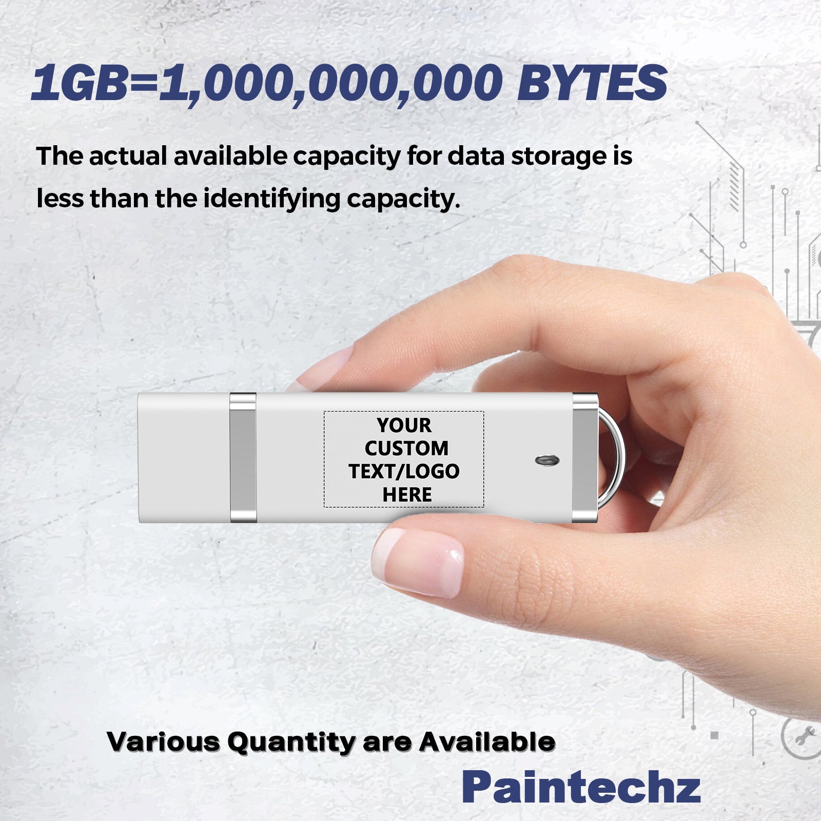 Custom Classic USB Flash Drives Bulk, Personalized Logo or Text - 50 Pack