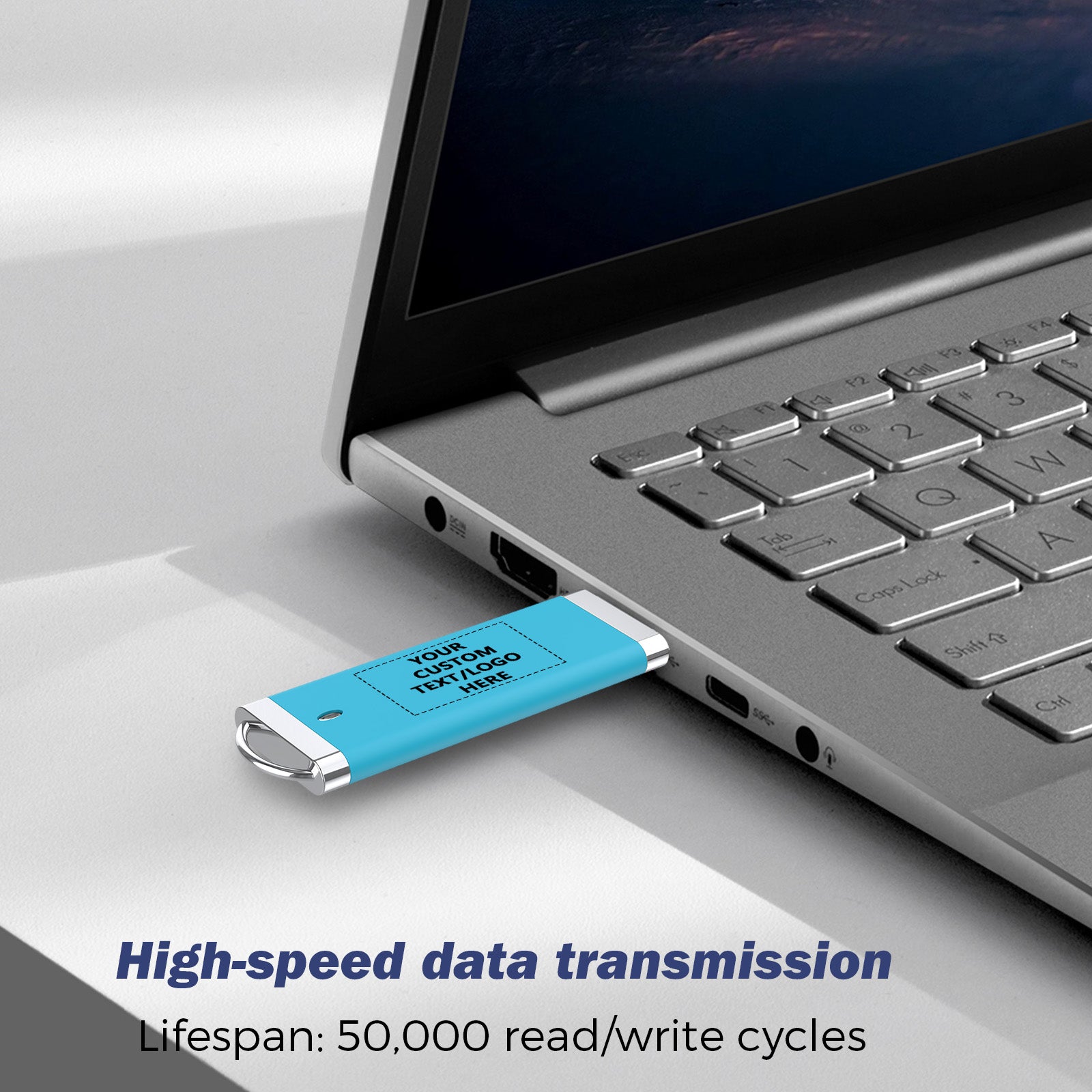 Custom Classic USB Flash Drives Bulk, Personalized Logo or Text - 50 Pack