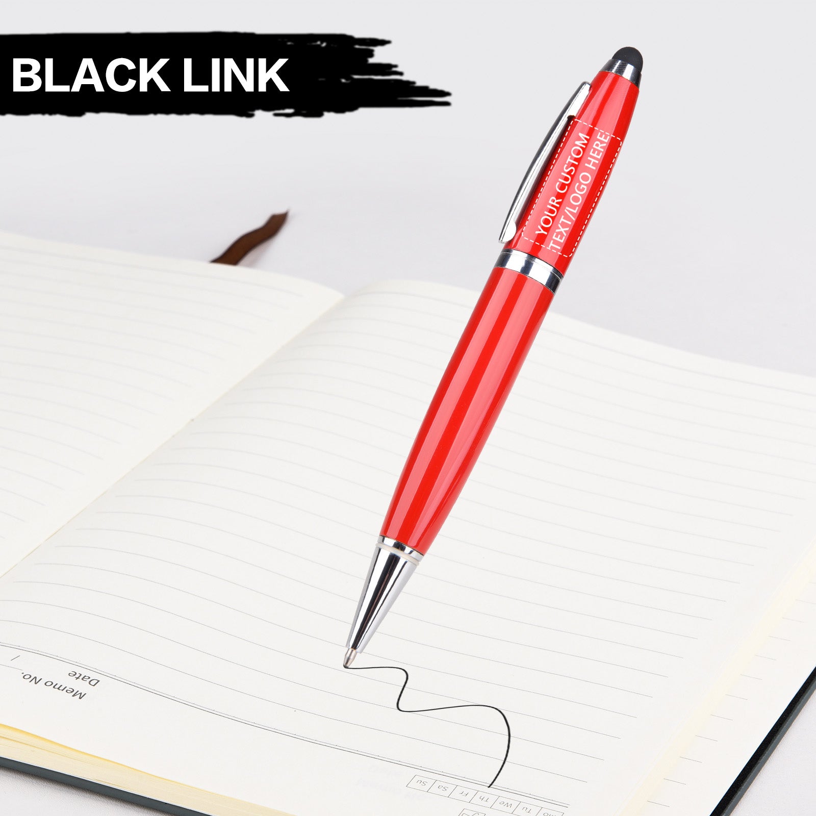 Custom Pen USB Flash Drives Bulk, Personalized Logo or Text - 50 Pack