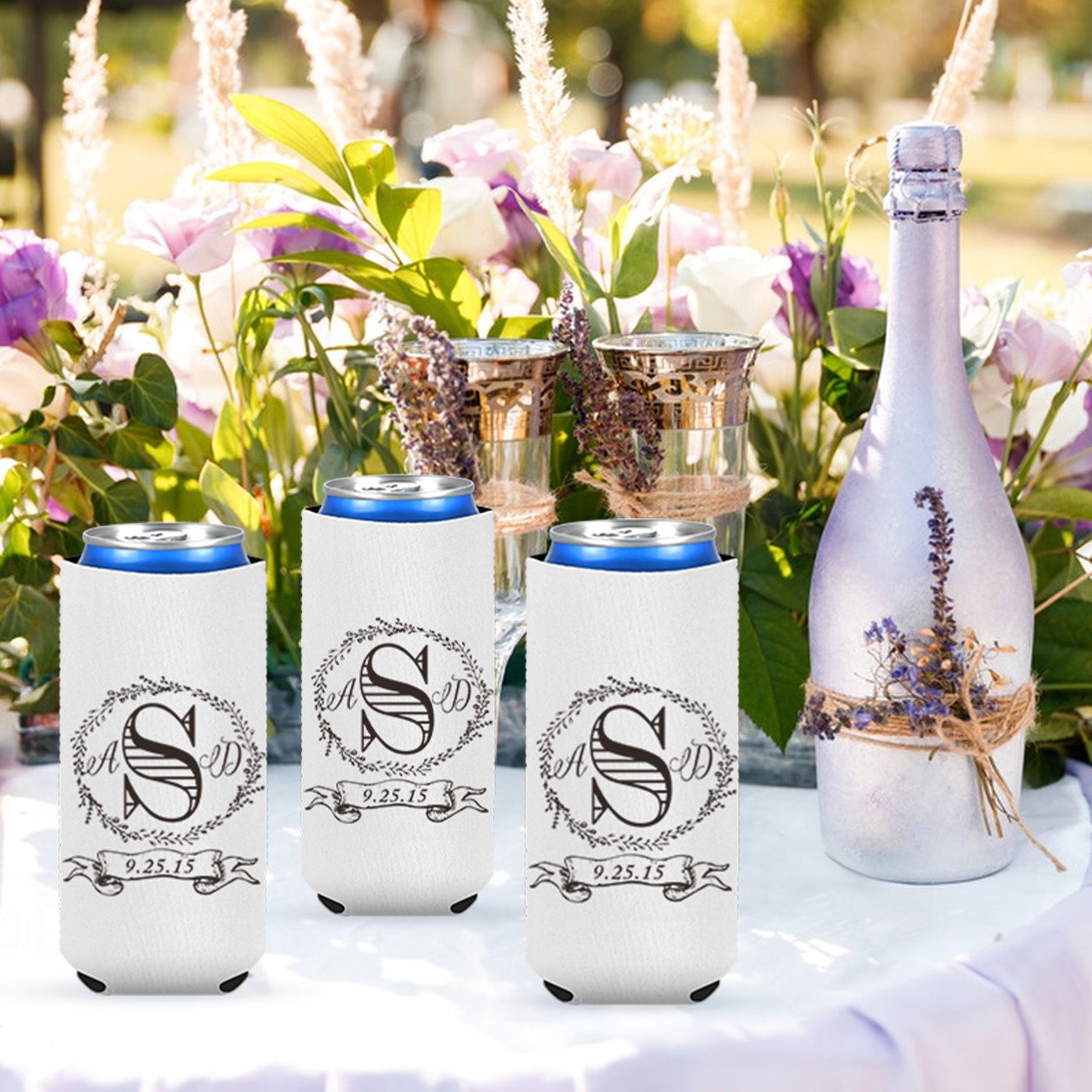 Custom Neoprene Slim Can Coolers, Personalized Logo, Photo or Text Bulk