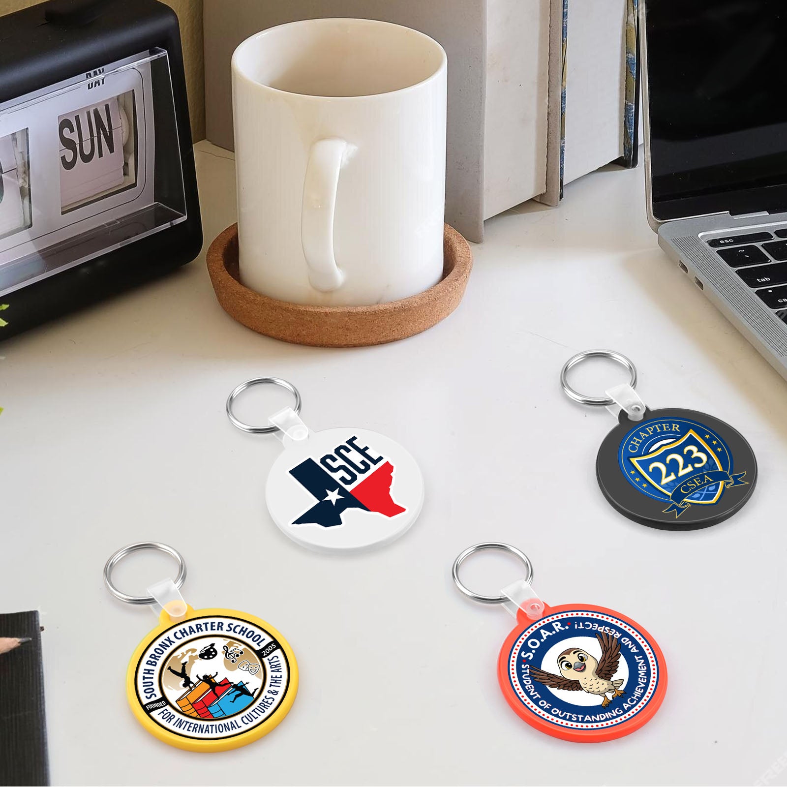Custom Round Soft Keychains, Personalized Logo, Text Bulk