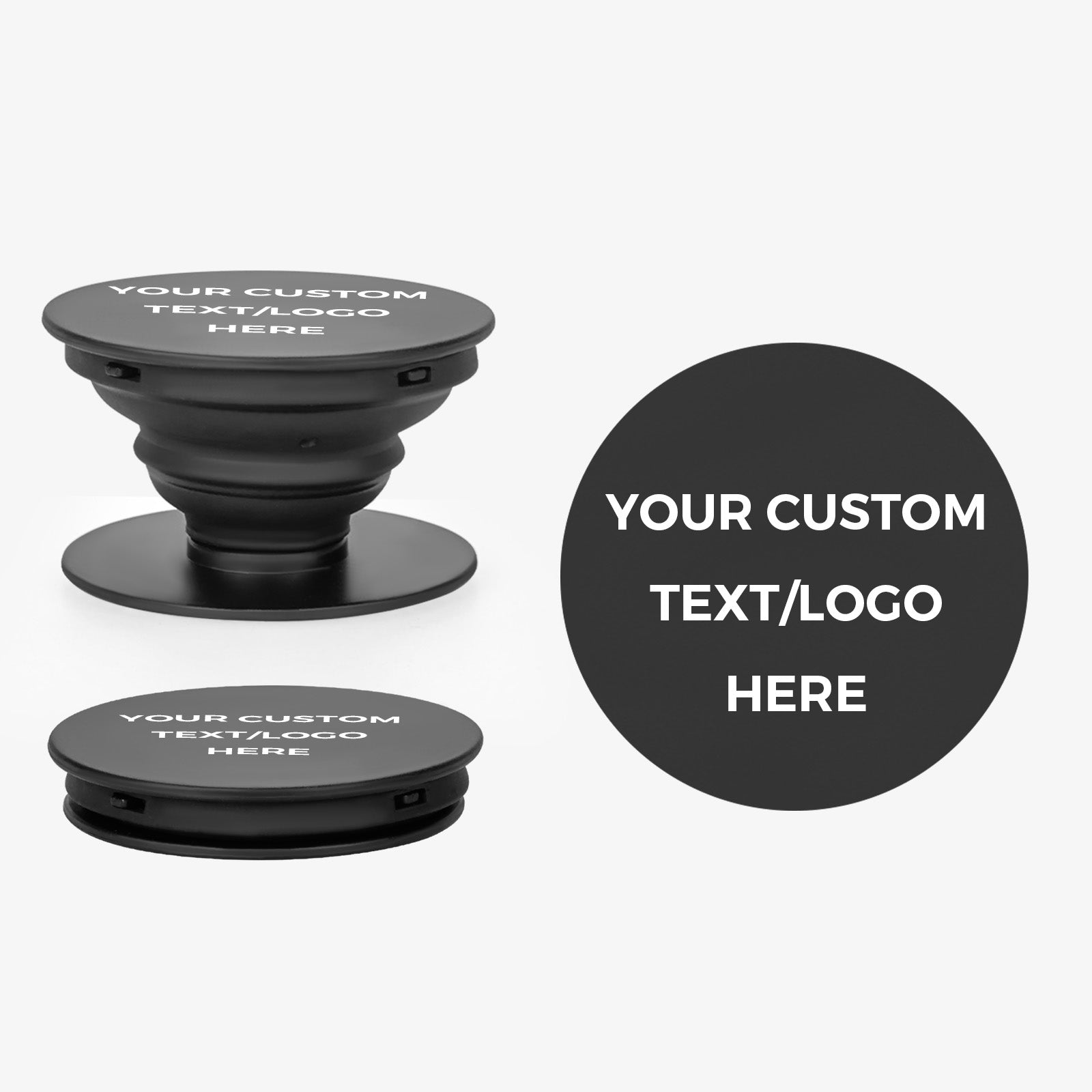 Custom Phone Grip with Expanding Kickstand, Adhesive Grip, Personalized Logo, Text